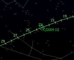 kliknij by powiększyć mapę Gwiezdne Wrota - Sekcja Astronomiczna - mapa widoczności komety Catalina