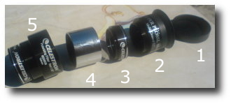 Filtr polaryzacyjny firmy Celestron połączony do pracy z okularem 10mm Celestron